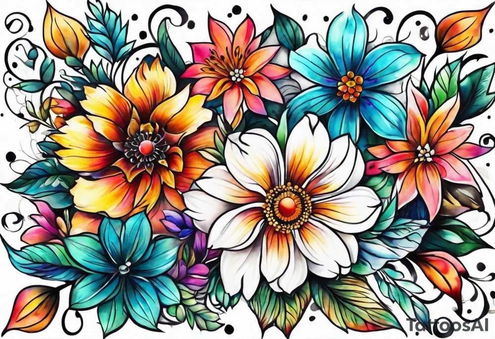 Floral hippy chest piece tattoo idea
