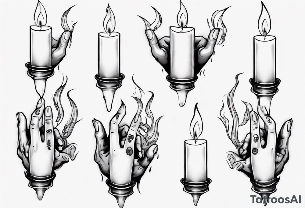 Burning candle in finger loop holder tattoo idea