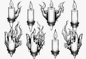 Burning candle in finger loop holder tattoo idea