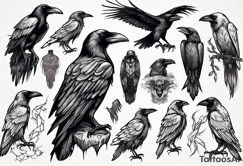 black raven tattoo idea