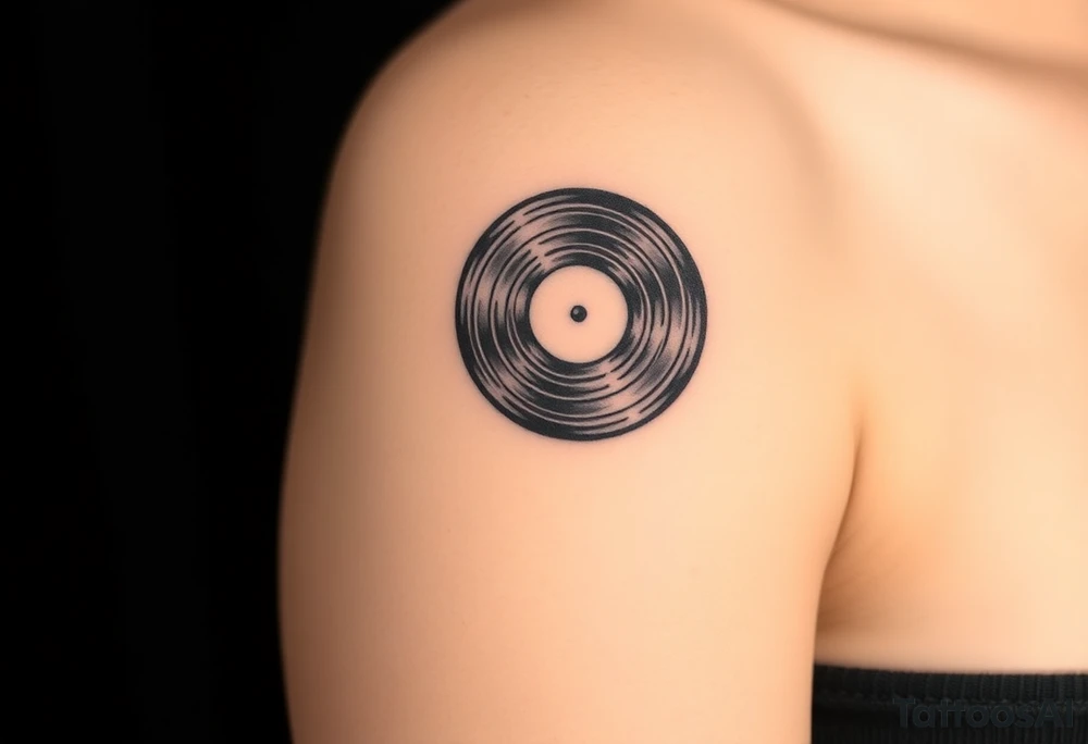 vinyl record and disco ball tattoo idea