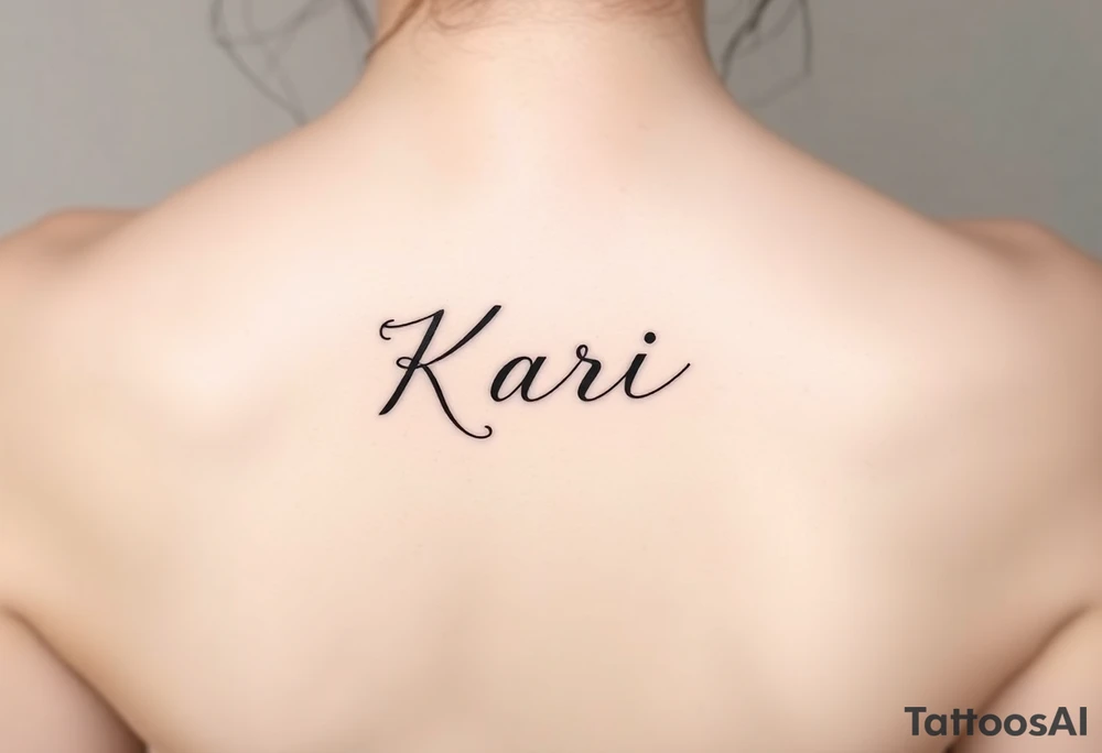 The word “Kari” going down side of face tattoo idea
