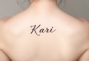 The word “Kari” going down side of face tattoo idea
