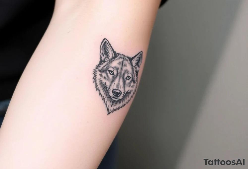 wolf head looking straight forward tattoo idea