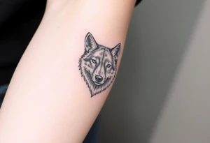 wolf head looking straight forward tattoo idea