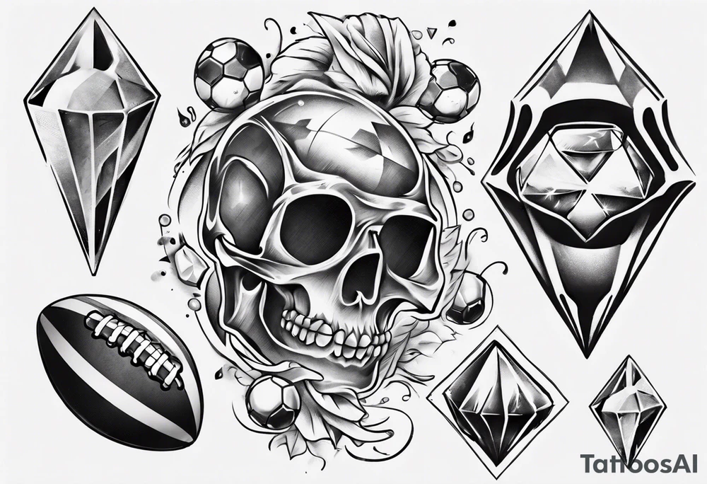 Sleeve tattoo dad drums diamonds pearls football tattoo idea