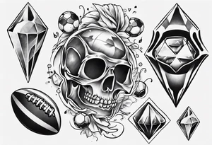 Sleeve tattoo dad drums diamonds pearls football tattoo idea