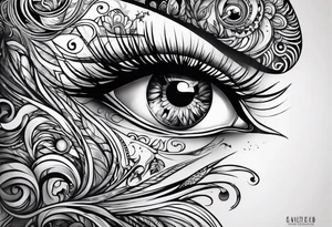 warped eyes tattoo idea