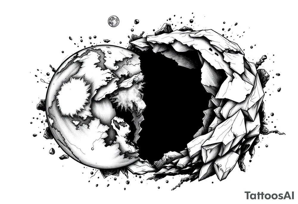 2 different worlds on both sides of a black hole tattoo idea
