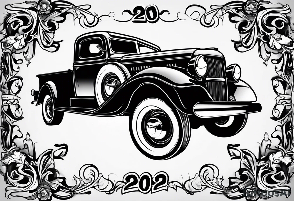 2020 Black Dodge chalenger tattoo idea