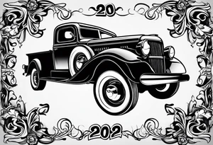 2020 Black Dodge chalenger tattoo idea