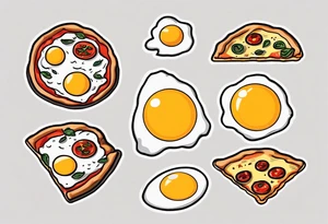 Pair fried eggs tattoo, where for the girl a small slice like a pizza triangular and for the guy the rest of the fried eggs tattoo idea