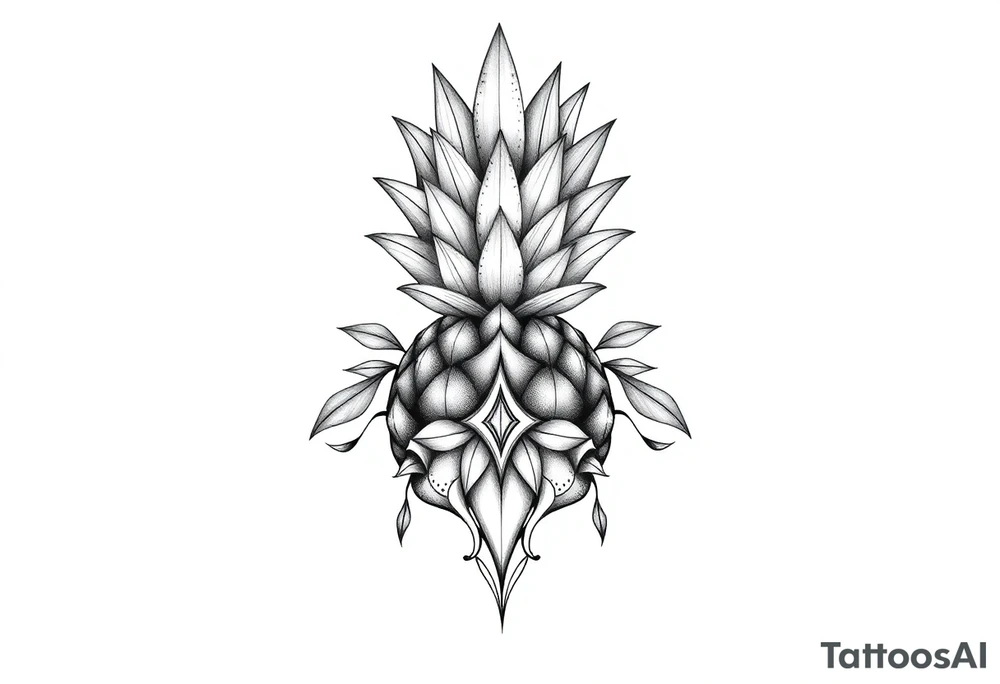 Bushy crown pineapple vagina, design to go over vagina , erotic vagina area design, anus to be at the bottom tattoo idea