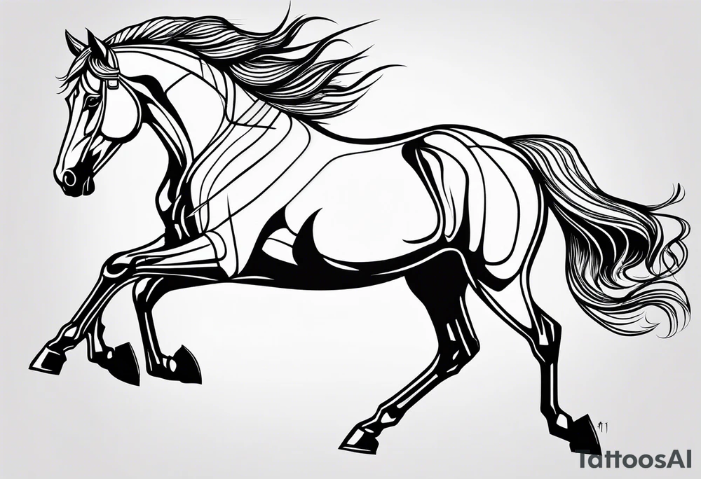 Horse drawn using simple lines tattoo idea