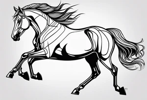 Horse drawn using simple lines tattoo idea