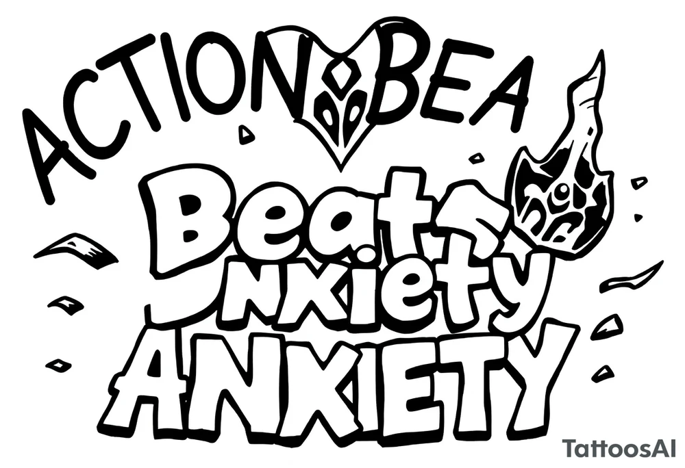 action beats anxiety words tattoo idea