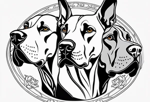 4 Great Dane heads together tattoo idea
