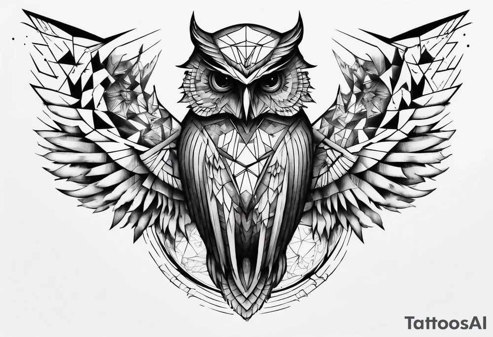 Demonic Owl looking to the rights tattoo idea