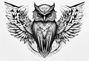 Demonic Owl looking to the rights tattoo idea