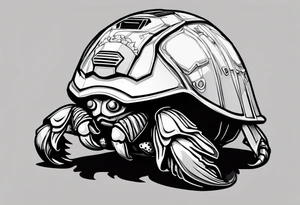 hermit crab wearing a empty storm trooper helmet as his shell tattoo idea