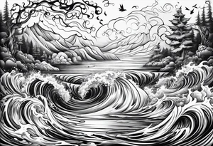 flowing water and fire tattoo tattoo idea