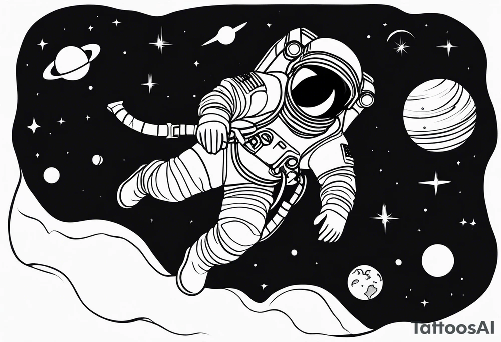 an astronaut floating through space tattoo idea