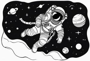 an astronaut floating through space tattoo idea