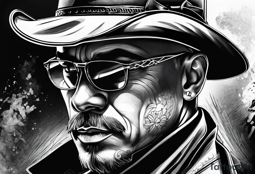 Gangster art in black and white tattoo idea