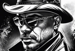 Gangster art in black and white tattoo idea