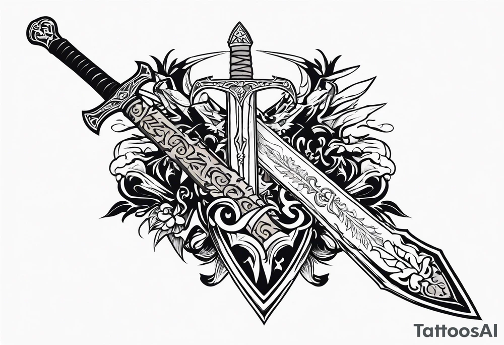 Valhalla sword warrior funeral tattoo idea