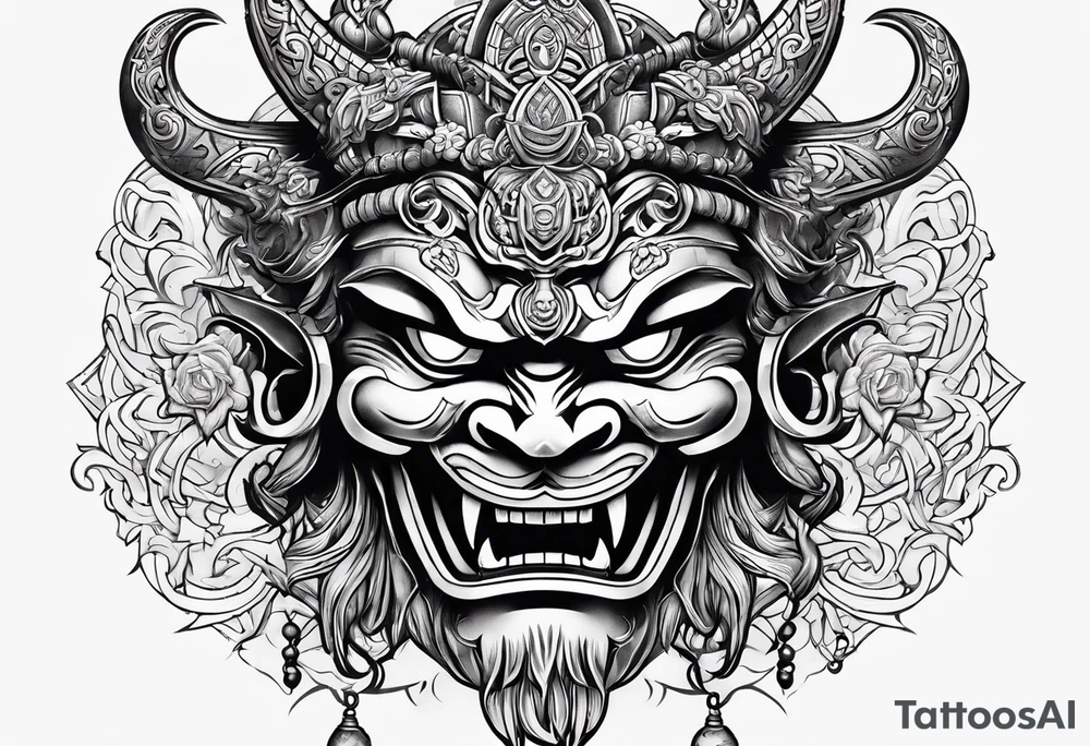 Oni mask in celctic style tattoo idea