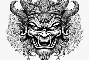 Oni mask in celctic style tattoo idea