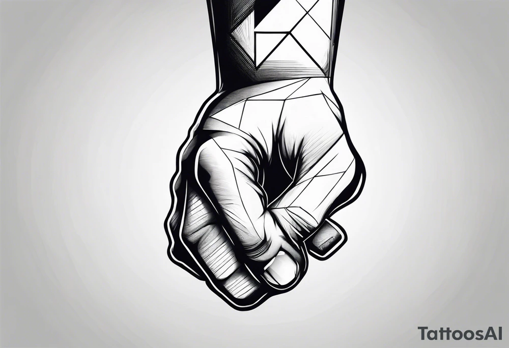 A clenched fist on the back using negative space techniques tattoo idea A clenched fist on the back using negative space techniques tattoo idea