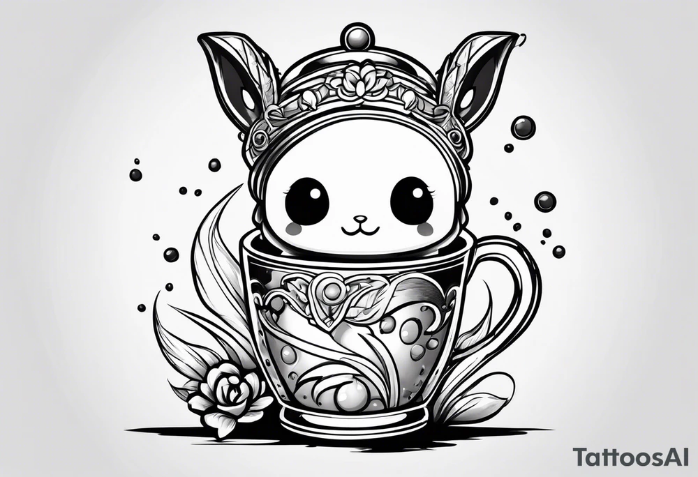 super cute anime boba tea tattoo idea
