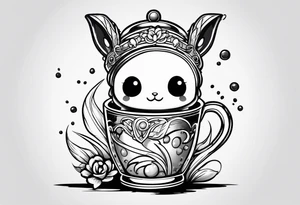 super cute anime boba tea tattoo idea