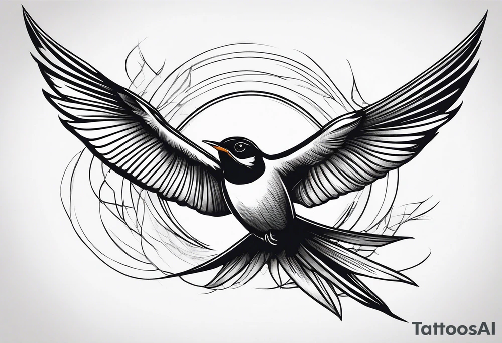 Design a forearm tattoo featuring a minimalist swallows in flight, symbolizing freedom and new beginnings tattoo idea