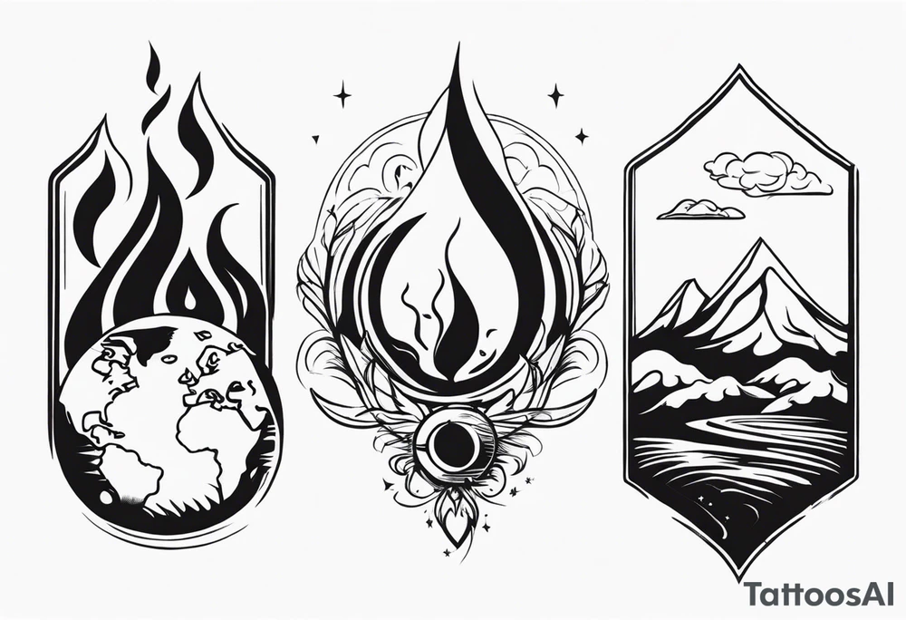 three elements: fire, air, earth tattoo idea