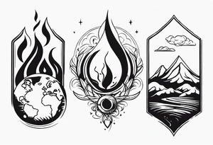three elements: fire, air, earth tattoo idea