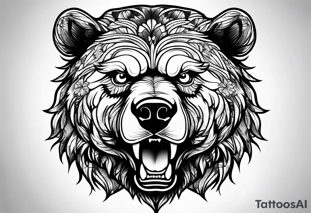 angry bear tattoo idea