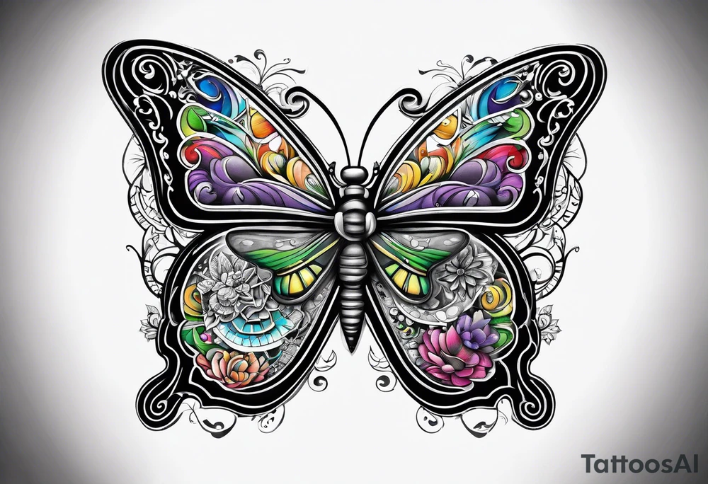 Guitar, butterfly, rainbow, buzz lightyear tattoo idea