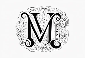 Moon and letter M tattoo idea
