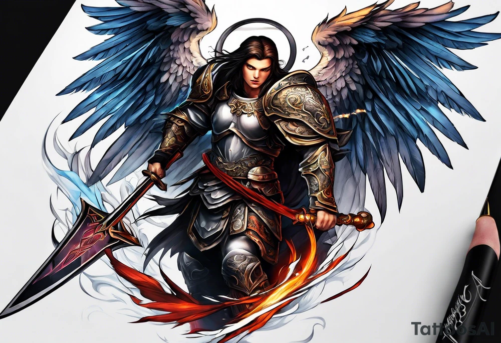 Angel warrior tattoo fighting tattoo idea
