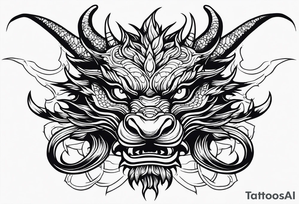 Dragon head facing front, tattoo should look old school Japanese way tattoo idea