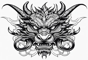 Dragon head facing front, tattoo should look old school Japanese way tattoo idea