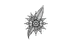spiritual bold line feather indian mandala shaman tattoo idea
