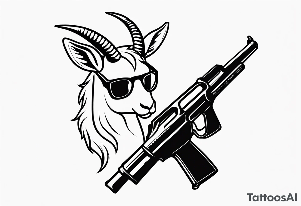 capricorn with sunglasses and shotgun tattoo idea