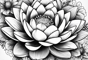 Water lily and holly berry birth flowers intertwined tattoo idea