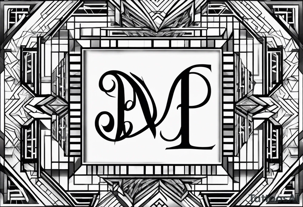 profile picture
Geometric monogram black and white tattoo using all the letters in STEVE and BREANNA in large block lettering tattoo idea