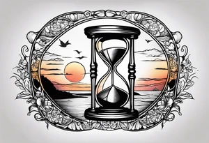 hourglass grandfather memorial sunset simple design tattoo idea