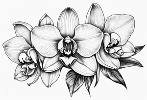 Cymbidium orchid with a rose on each side tattoo idea